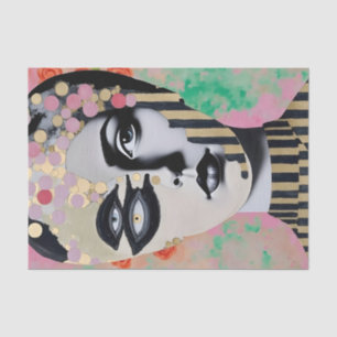 surreal abstract woman decoupage tissue paper