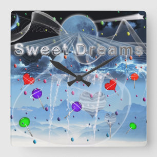Surreal Adorable Sweet Dreams Square Wall Clock