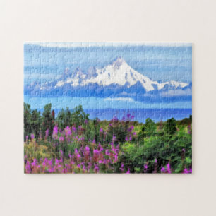 Surreal Alaskan Wilderness painting Jigsaw Puzzle