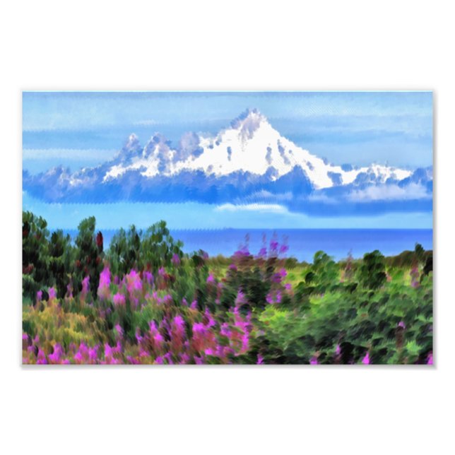 Surreal Alaskan Wilderness painting Photo Print (Front)