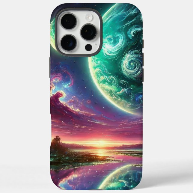 Surreal Alien Planet Landscape with Cosmic Skies Case-Mate iPhone Case (Back)