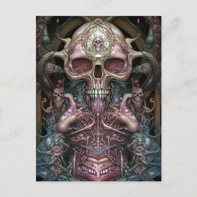 Surreal Anatomy Skull Horror Sci-Fi Art  Postcard (Front)