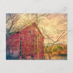 Surreal and Gorgeous Red Barn Postcard