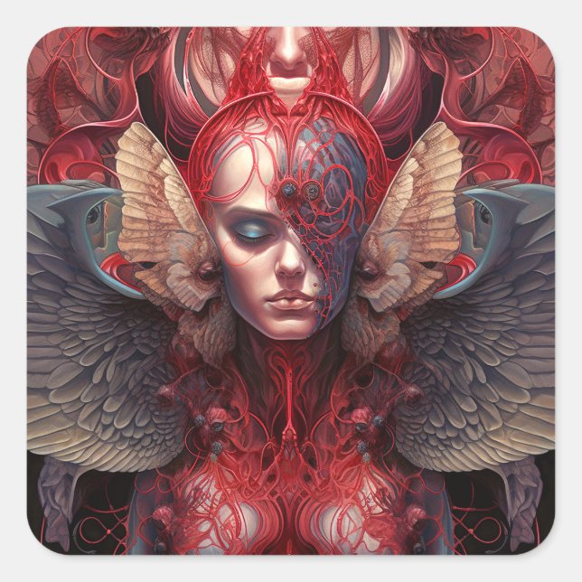 Surreal Angel Artwork Square Sticker (Front)