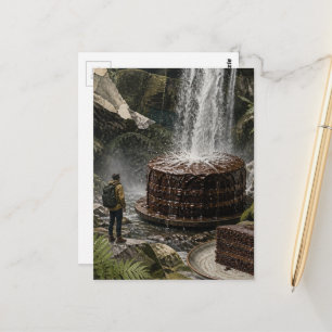 Surreal Art Chocolate Cake Collage Postcard