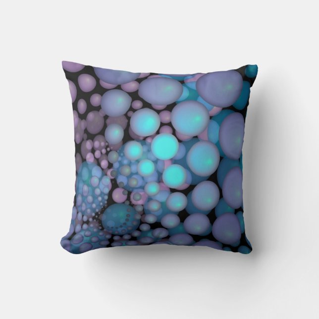 Surreal Art Fractal Turquoise Balls Cushion (Front)