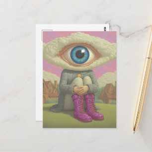 surreal art Her head in the clouds  Postcard