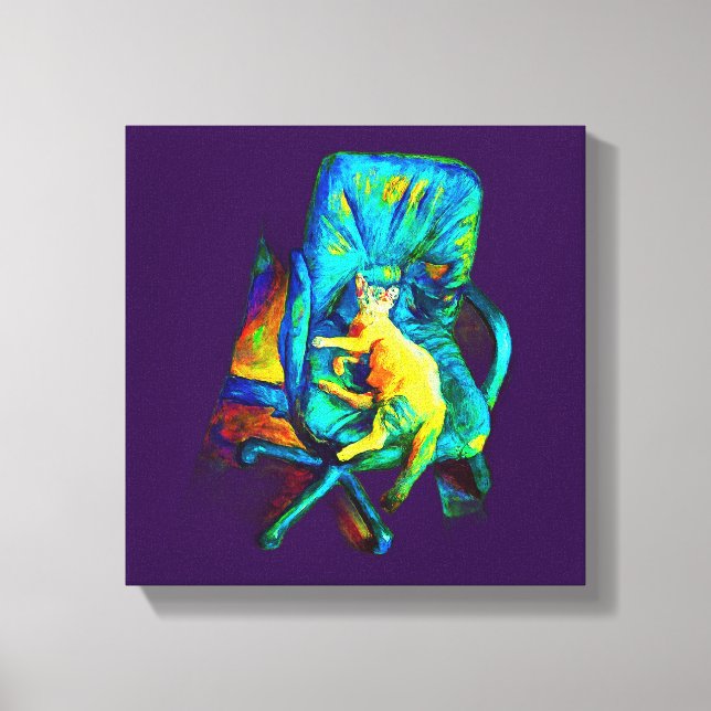 SURREAL ART OF A CAT SOLID COLORS CANVAS PRINT (Front)