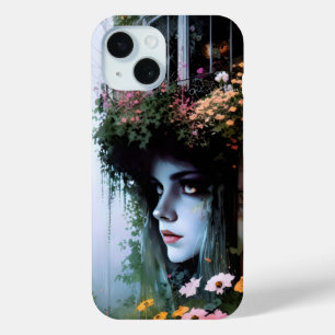Surreal Art Woman's Head Floral Building iPhone 15 Case