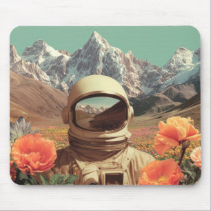 Surreal Astronaut In Flower Field Mouse Mat