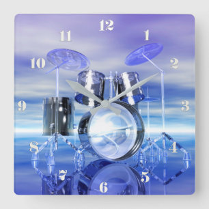 Surreal Beach Drum Set Music Wall Clock