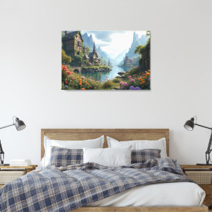 Surreal beauty of an overgrown harbour canvas print