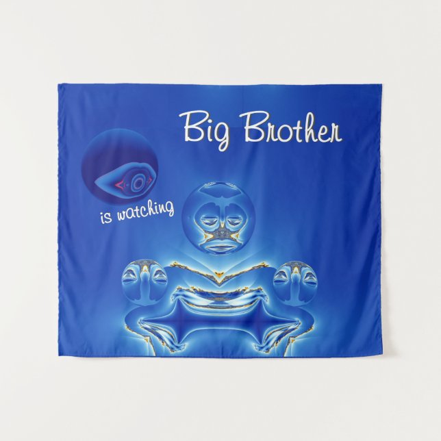 Surreal  Big Brother Watches Sign of Times Tapestry (Front (Horizontal))