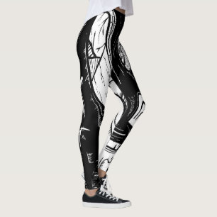 surreal black and white leggings