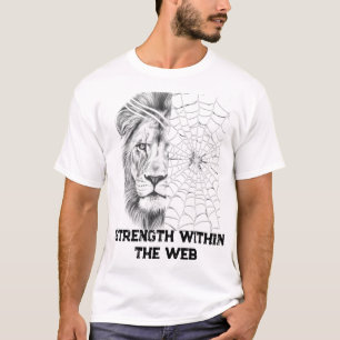 Surreal Black and White Lion Web Motivational T-Shirt