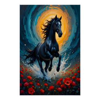 Surreal Black Horse Wall Art | Home Decor Gift