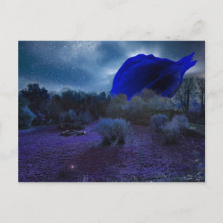 Surreal blue landscape postcard