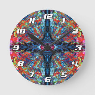 Surreal Blue Trippy Eye Visionary Art Round Clock