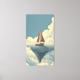 Surreal Boat Sailing Across Sky Dreamlike Wall Art
