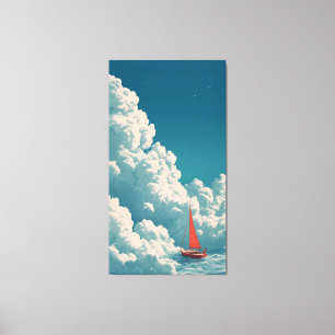 Surreal Boat Sailing Across Sky Dreamscape Wall Ar Canvas Print