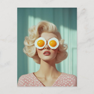 Surreal Breakfast Fashion Portrait Postcard
