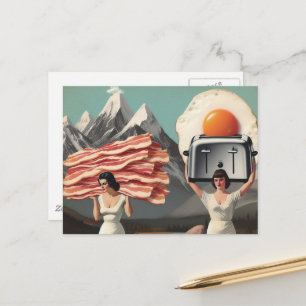 Surreal Breakfast Ladies in the Mountains Postcard