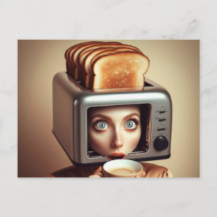 Surreal Breakfast Woman Postcard