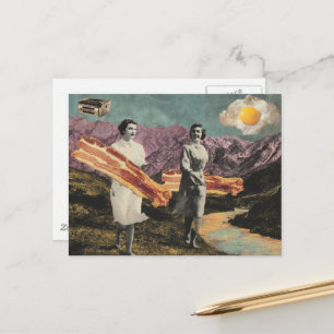 Surreal Breakfast Women Sunny Side Up Egg Postcard
