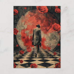Surreal Business Person Collage Postcard