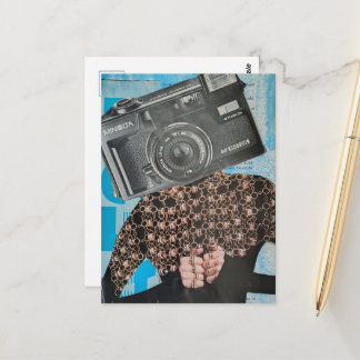 Surreal Camera Woman Collage Postcard