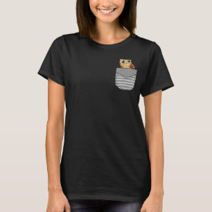 Surreal Cat Owl In Pocket T-Shirt