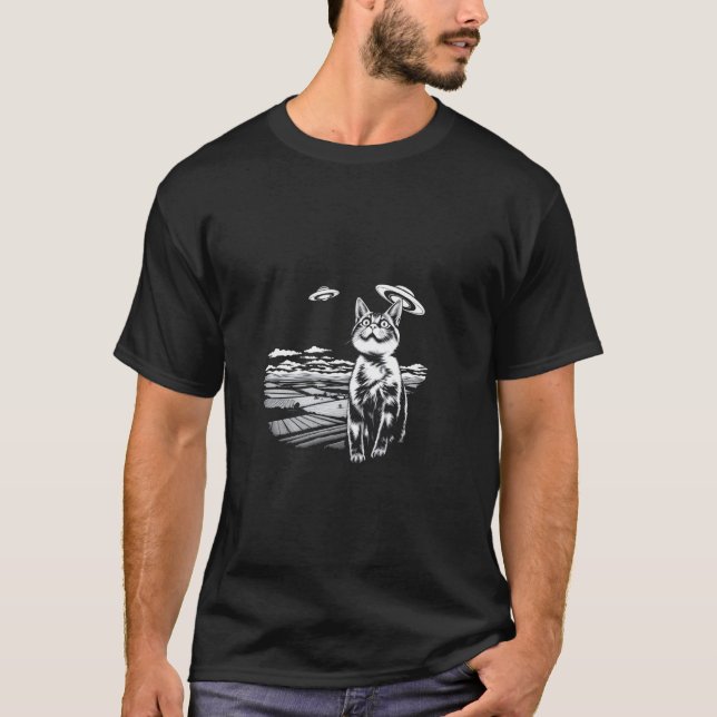 Surreal Cat UFO T-Shirt (Front)