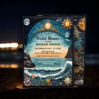 Surreal Celestial Seascape Mystical Bridal Shower Invitation