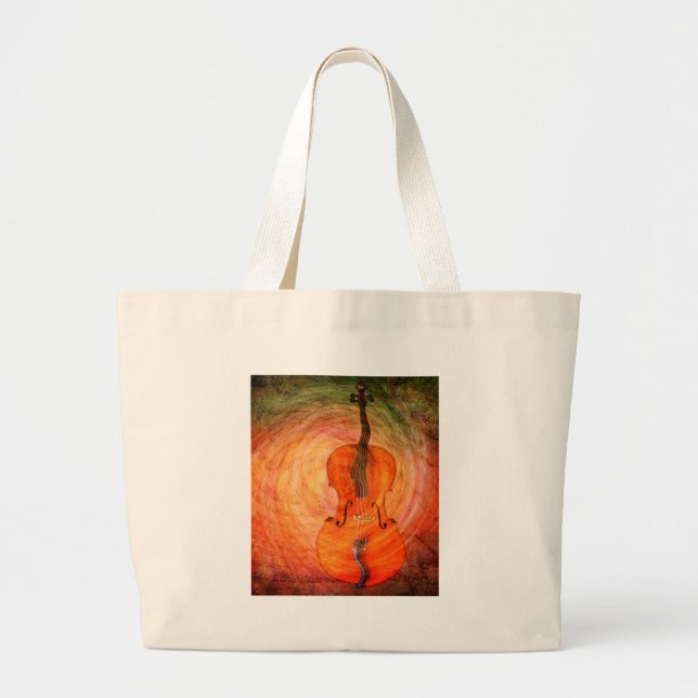 Surreal Cello With Musical Notes Large Tote Bag (Front)