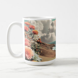 Surreal Coastal Landscape With Flowers And Clouds Coffee Mug