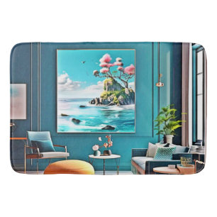 Surreal Coastal Paradise Wall Art for Modern Homes Bath Mat