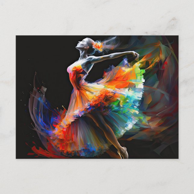 Surreal Colour Blast Dancing Ballerina Postcard (Front)