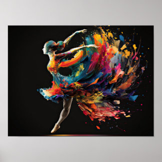Surreal Colour Splash Ballerina Poster
