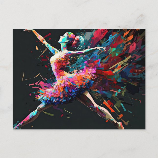 Surreal Colour Splash Dancing Ballerina Postcard (Front)
