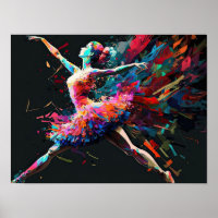 Surreal Colour Splash Dancing Ballerina