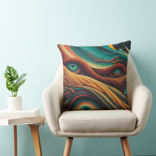 Surreal Colourful Abstract Eye Landscape Digital  Cushion