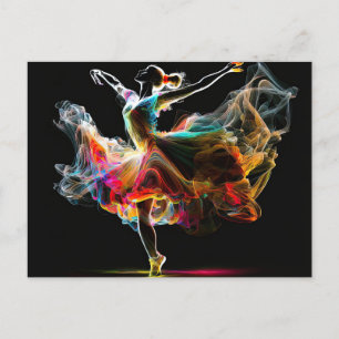 Surreal Colourful Dancing Ballerina Postcard