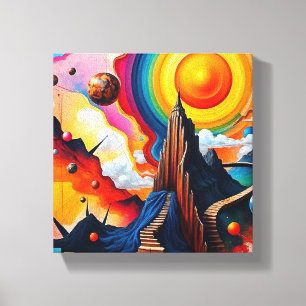 Surreal Cosmic Journey Abstract Art Canvas Print