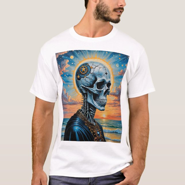 Surreal Cosmic Skull T-Shirt – Sunset Galaxy Arts! (Front)