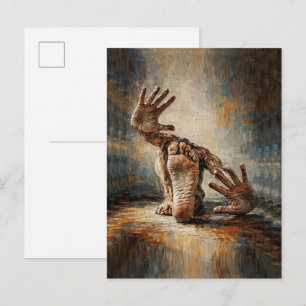 Surreal Crawling Hands and Feet Expressive Postcard