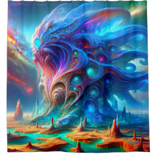 Surreal Creature Radiant Cosmic Desert Landscape Shower Curtain