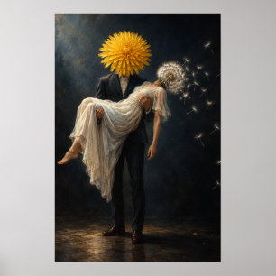 Surreal Dandelion Couple Art Poster
