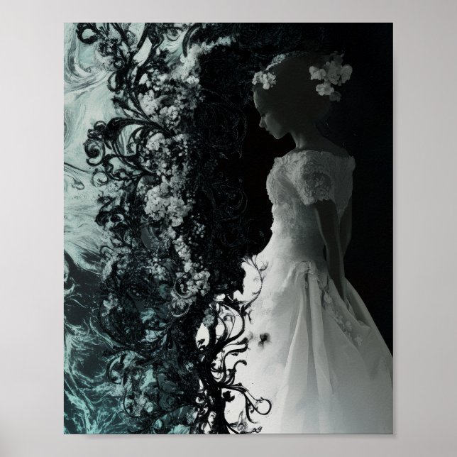 Surreal Dark Bride Wall Art  Gothic Fantasy Poster (Front)