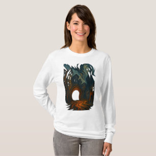 Surreal Dark Cityscape Art Ghostly Figure Painting T-Shirt