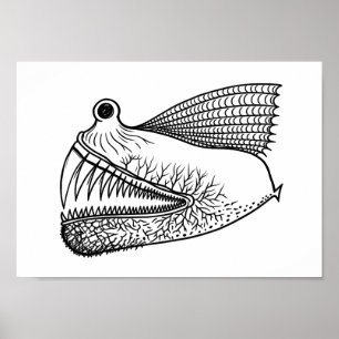 Surreal Deep Sea Creature – Weird Black Ink Monste Poster